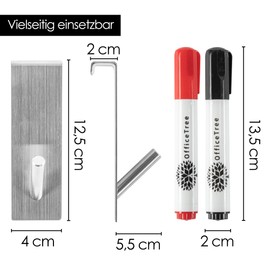 OfficeTree 2 x Door Hooks for Hanging Made of Stainless Steel - Flip Chart Door Hooks as Flipchart Holder Door for Flipchart Paper Including 2 Markers - Clothes Hooks for Hanging - Door Hook Inside