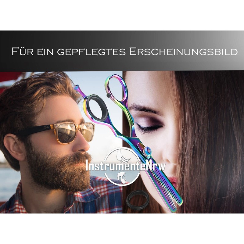 Thinning Scissors for Hair, Titanium, Double Sided, Serrated, 5.5 Inch