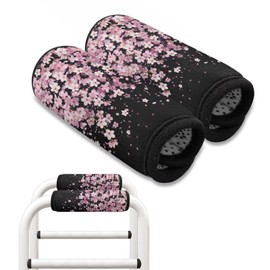 Hechitok Cherry Blossom Walker Handle Cushions Non-Slip Soft Walker Grips Hand Pad Accessories for Folding Wheelchair Rollator Crutch Handle Pads Grips, Mobility Aid