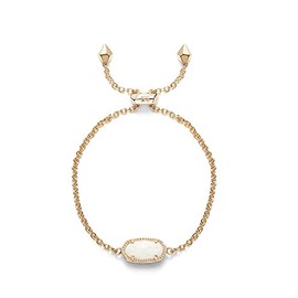 Kendra Scott Signature Elaina Bracelet in Gold Plated and White Kyocera Opal