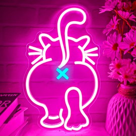 Cute Cat Neon Sign Funny Cat Butt Led Neon Sign for Wall Decor Cat Lover Gift Neon Cat Sign Dimmable Cat Neon Light Up Signs for Home Wall Art Party Cat Owner Pub Pet Shop Bedroom Bar Gifts