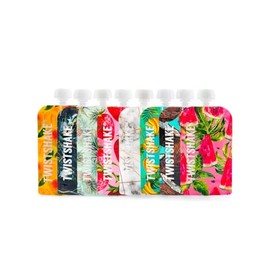 Twistshake Reusable Pack of 8 Baby Food Squeeze Bags, Refillable Double Zip Fruit Squeeze for Baby Food, Leak-Proof, BPA-Free, 100 ml
