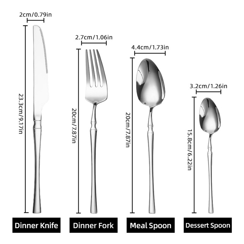 24-Piece Stainless Steel Utensils Set Include Forks Knives Spoons Silverware