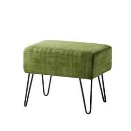 Home Soft Things Green Textured Velvet Ottoman, Calla Green, 19'' x 13'' x 17'' H, Fuzzy Entry Way Ottoman Bench for Living Room Bedroom End of Bed Decorative Makeup Stool Foot Rest Chair Home Décor