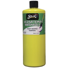 Sax Washable Versatemp Heavy Bodied Tempera Paint, Primary Yellow, 1 Quart