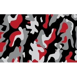 RED Black White Gray Camouflage Matte Premium Vinyl Car Wrap Decal Film Sheet Air Channel Release Technology + Free Tool Kit (60" x 60" / 5FT x 5FT)