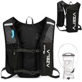 Azarxis Hydration Pack Backpack Running Vest 7L for Women Men Jogging Trail Race Marathon Cycling Hiking Climbing Camping (Black + 1.5L White Water Bladder)