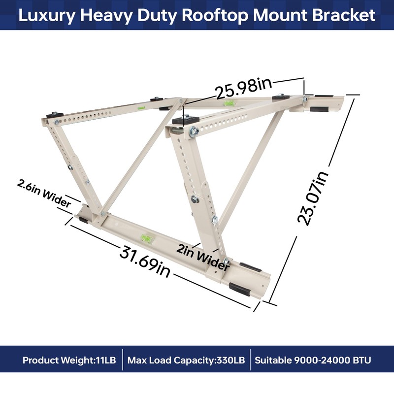WeCooper Rooftop Mini Split Mounting Bracket 9000to24000BTU,Heavy Duty Adjustable Roof