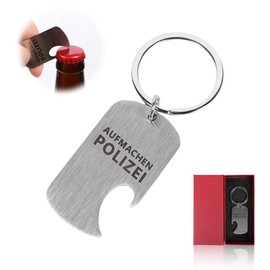 Gifts for Men Bottle Opener Key Ring Open Police, Red Gift Box