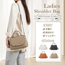 imeetu Women's High Quality Genuine Leather Shoulder Bag, 3-Way Storage Bag, 3-Way Handbag, Cross-body Shoulder Bag, High Visibility, Self-Standing Design, Bottom Beach, Lightweight, Small, Stylish,