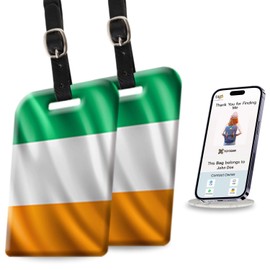 [Pack 2] tag8 Ireland Flag Smart Luggage tag |Trendy Luggage tag ID Identification | Suitcase Tag | Fashionable Digital Name tag | Airline Compliant, SITA World Tracer Code Enabled | Gift idea