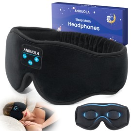 ANRUOLA- Máscara para dormir 3D con auriculares Bluetooth 5.4 para quienes duermen de lado, antifaz inalámbrico con altavoces estéreo, auriculares inalámbricos para dormir, regalo para mujeres y hombr