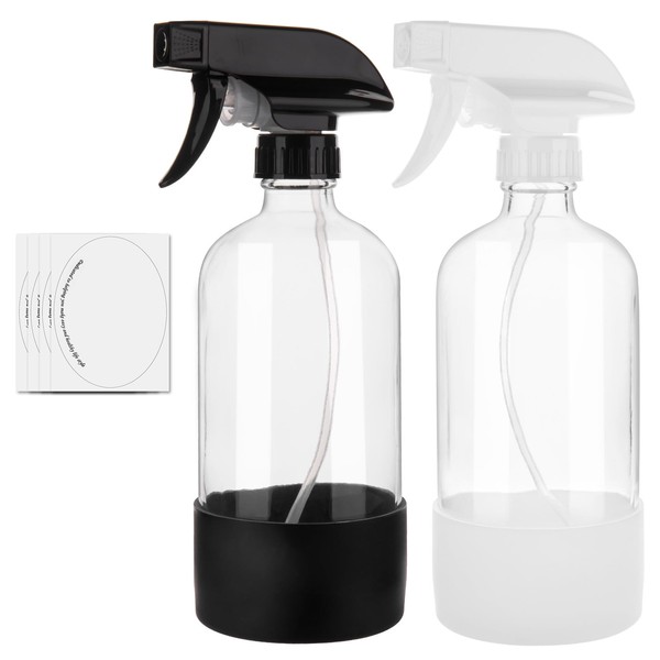 hmaimas Glass Spray Bottles for Cleaning Solutions, 16oz Reusable Clear