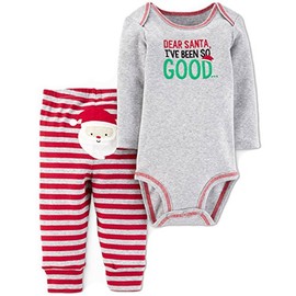 Carter's Just One You Baby Boys 2pc Dear Santa Bodysuit & Pants Set Grey/Red, Grey/Red Multi, 3 Months