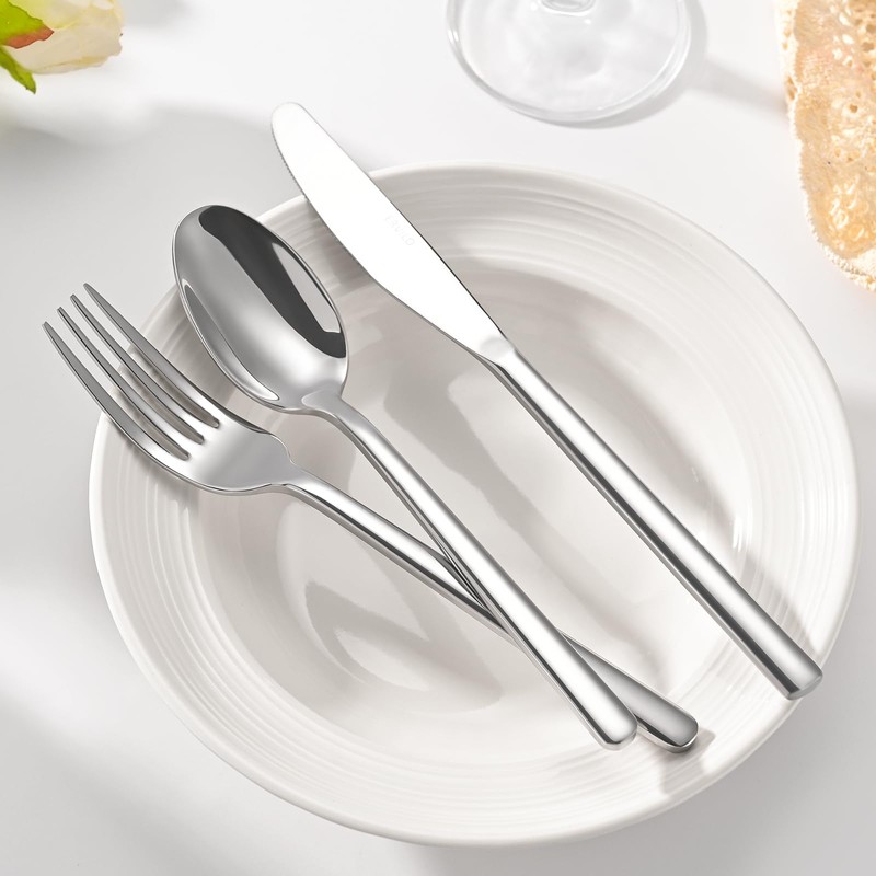 ERVILO 10-Piece Silverware Set for 2, Balanced Weight Stainless Steel