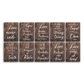 Set of 10 Wedding Aisle Signs 1 Corinthians 13 Wedding Signs Love is Patient Love is Kind Hand Painted Wood Wedding Signage Christian Bible Verse Wall Decor Housewarming Gift 16" x 11"