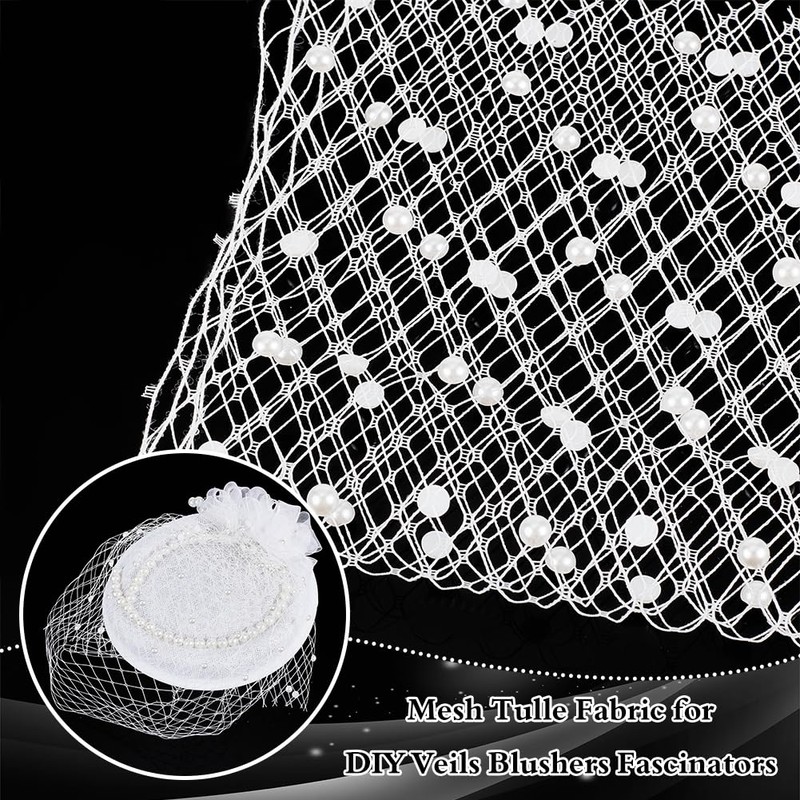 BENECREAT 0.56 Yard (0.52 m) White Birdcage Veil Mesh, 26