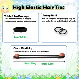 200PCS Hair Ties no Damage - Black Rubber Bands for Hair, Elastics Hair Bands for Thick & Curly Hair, Ponytail Holders(2cm Diameter)