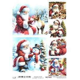 Josys Bastelmärchen Reispapier DIN A4 Strohseide Decoupage Weihnachten Weihnachtsmann RE7481