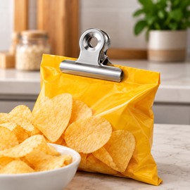 Reusable Metal Bag Clips for Food Storage – 6-Piece Strong Grip Sealing Clips for Snacks, Pantry Organization & Everyday Kitchen Use