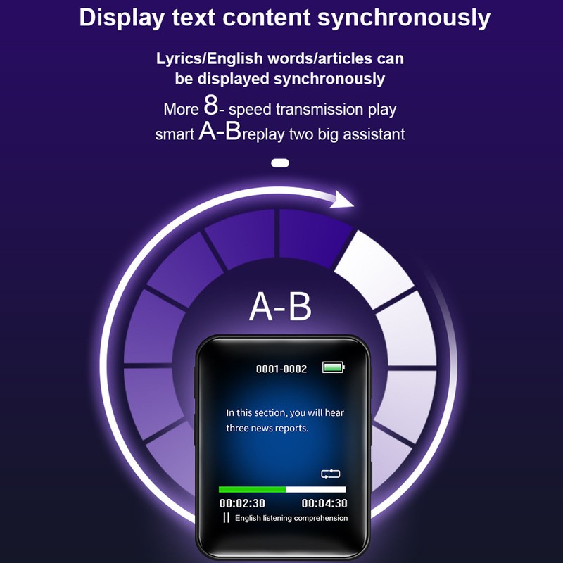 MP3 Player 1.77 Inch TFT Color Screen Multifunction Bluetooth 5.0