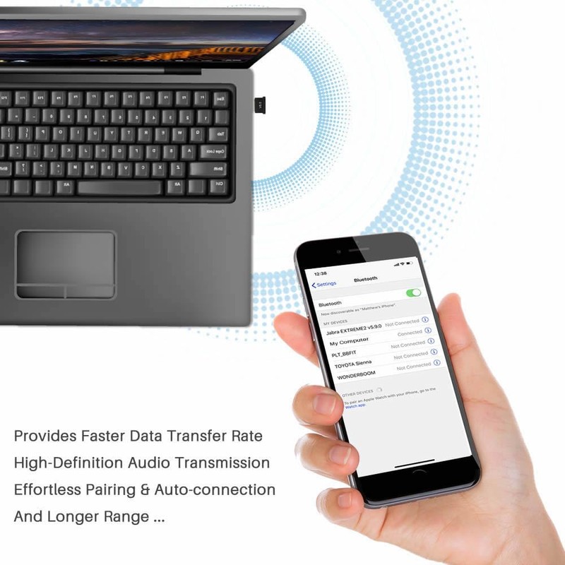USB Bluetooth Adapter, Mini Bluetooth 5.1 Dongle Receiver, Built-in Antenna,
