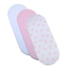 BabyPrem 3 Fitted Cotton Girls Moses Basket Sheets 73-76 x 28-30cm BUTTERFLY
