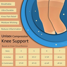 Sierra Socks Compression Knee Brace Sleeve Relieve Knee Pain Runners Knee 2 pk 2168 (#5 (16"-17")/(40-43 cm), Beige)