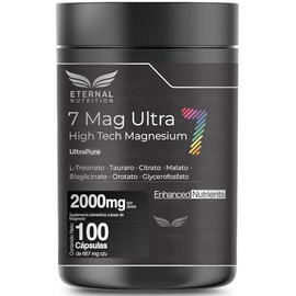 ETERNAL NUTRITION Seven Mag Ultra: Magnesio Complex 7 en 1 (100 Cápsulas) | Glicinato, Citrato, L-Treonato, Malato, Taurato y Orotato | 33 Porciones ·