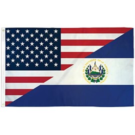 Trade Winds USA and El Salvador Combination Flag 3x5 USA and El Salvador Combo Flag America 100D Polyester Banner 3inchx5inch