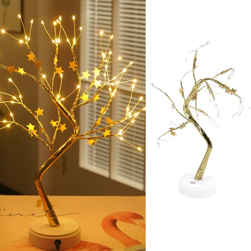 72LEDs Light Tree Shape USB Or Battery Powered Golden FivePointed