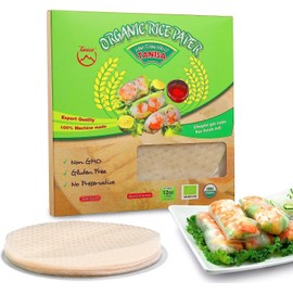 Tanisa Rice Paper, 38 Sheets Organic Rice Paper Wrappers, Low carb tortilla, Spring roll wrappers, Gluten FREE wraps (22cm, 12 oz) Non GMO Banh Trang Goi Cuon