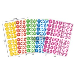 Maildor AE116O Pack of 20 Sheets of Stickers in DIN A5 Format, 14.8 x 21 cm, Ideal for Children from 2 Years, Gemstones) 1 Pack