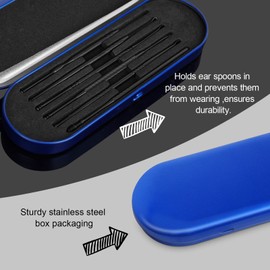 CYSNATU Ear Wax Removal Kit, Ear Cleaner, Ear Pick, Ear Cleaning Tool Set Stainless Steel 6 in 1 Ear Spoon Curette (with Cleaning Brush and Storage Box, Black)