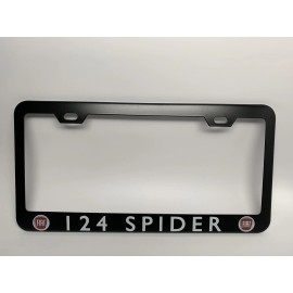 none Black "FIAT 124 SPIDER" License Plate Frame, Custom Made of Powder Coated Metal