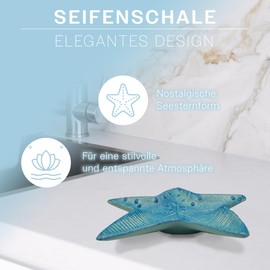 Metal Soap Dish in the Shape of a Starfish in Turquoise, Soap Holder for Soap Soap Nostalgic, Approx. 13 x 12 x 2 cm