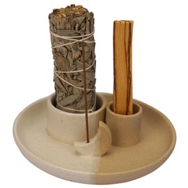 SCENTS HOME 4 in 1 Incense Holder, Ceramic Incense Stick and Palo Santo Holder,Sage Holder for Burning- 5.5" Ceramic Ash Catcher Tray for Meditation and Yoga Room