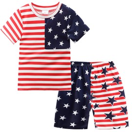 Boys 4th of July Outfit USA Independence Day Shirt Memorial Day Shorts American Flag Clothes Girls Patriotic Pajamas for Kids 4t