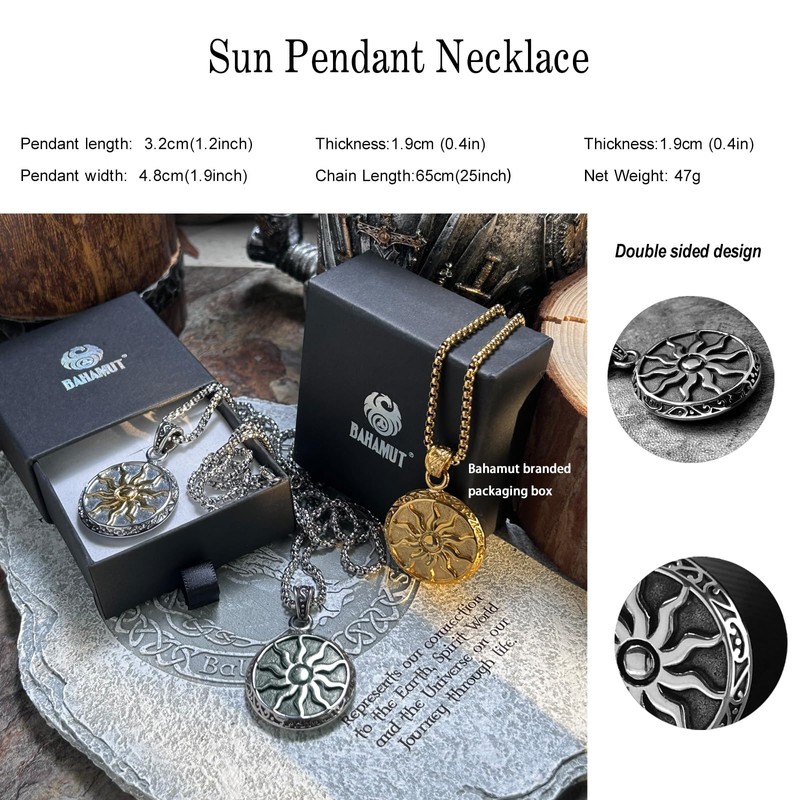 bahamut Greek Jewellery Sun Star Amulets Pendant Necklace for Men