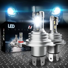 NUVISION H4 CSP WHITE LED HIGH/LOW BEAM HEADLIGHT KIT FANLESS COMPACT BULBS SET