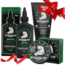 Bossman Kit Essentials Para Barba Para Hombres - Gelatina De Aceite Para Barba, Crema Acondicionador Fortificante, Blsamo Para Barba - Accesorios...  