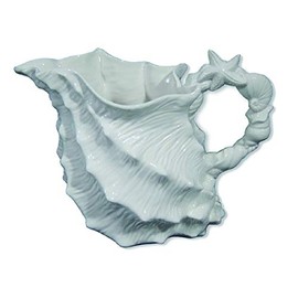 Blue Sky Ceramics Shell Figural Pitcher White, Multi