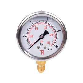 THERMIS Pressure Gauge 304G 1/4 Connection from Below (0 - 10 bar) 63 mm