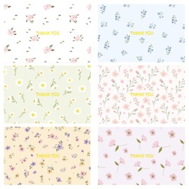 Crisky 50 Pack Floral Thank You Cards with Envelopes & Stickers for Birthday, Baby Shower,Bridal Shower, Wedding, Graduation, Business. 6 Assorted Full Version of Gold Stamping Wild Flower Design