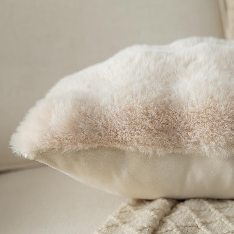 Throw Pillow Covers Pack of 2 Thick Soft Fluffy Plush