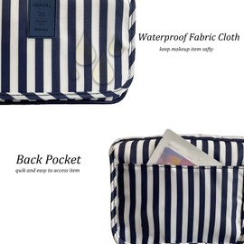 L&FY Hanging Travel Toiletry Bag Women's Cosmetic Organizer Makeup Pouch Men's Dopp Kits With Handle, Blue Stripe, one size, Fashionable