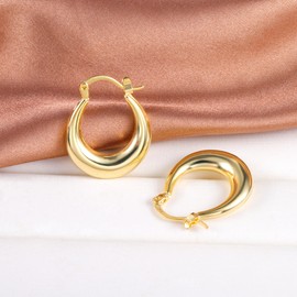 ASH'S CHOICE 925 Silver Hoop Earrings, Small Women's Earrings, Chunky, 14K Gold Hoop Earrings, Thick Cartilage Hoop Earrings, Huggie Hoop Earrings, Mini Hoop Earrings, Lightweight, Wide Earrings for