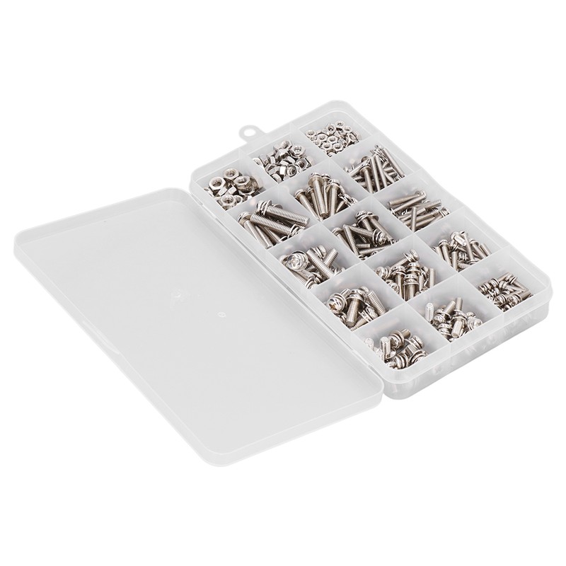 360pcs Screw Nut Set Stainless Steel Flat Washer Spring Washer
