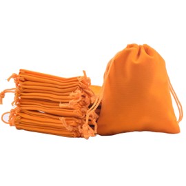Sansam 50pcs Small Orange Drawstrings Velvet Gift Bags Velvet Jewelry Pouches for Wedding Favors, Candy Bags, Party Favors, 2.8x3.6''