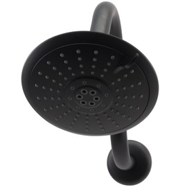 Westbrass CO563-62 5" Round Thin 5-Function Adjustable Spray Shower Head with 8" S-Shaped Wall Mount Shower Arm, Matte Black